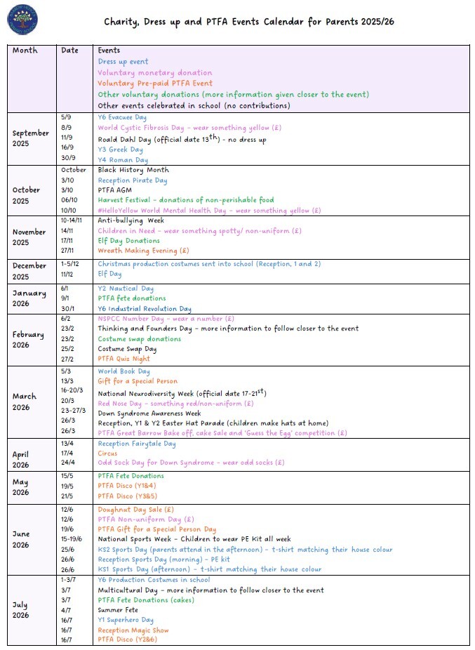 Events Calendar 25 26